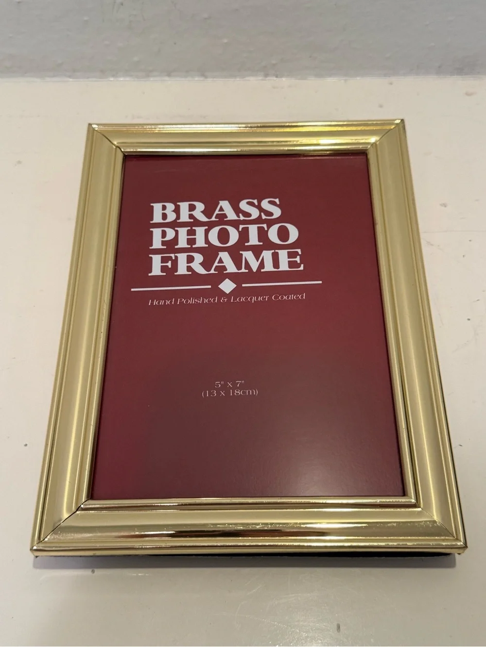 Vintage Brass 5x7 Picture Frame w/ Blue Velvet Backing & Easel